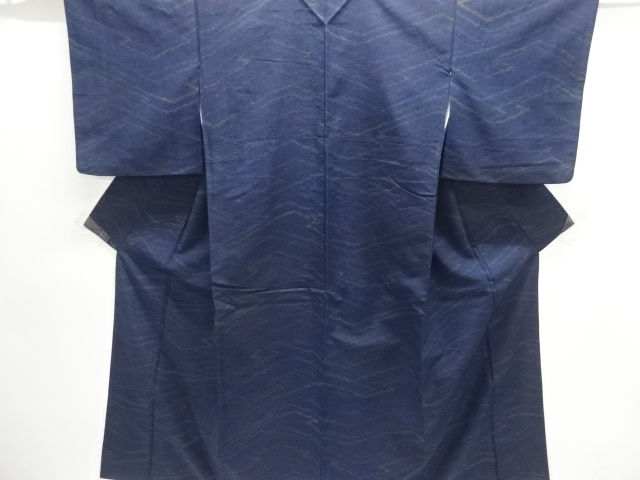 JAPANESE KIMONO / ANTIQUE KIMONO / SILK / TSUMUGI / WOVEN ABSTRACT